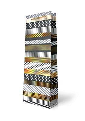 B841B Foiled Black Gold and Silver Patterned Horizontal 