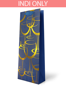 Foiled Gold Wine Glasses on Blue