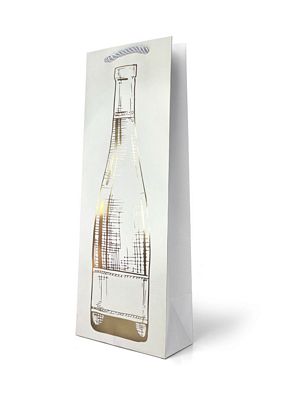 Foiled Gold Wine Bottle on White