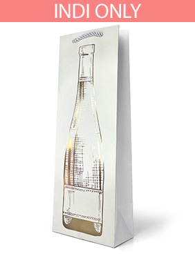 Foiled Gold Wine Bottle on White