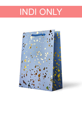Foiled Gold Flecks on Blue