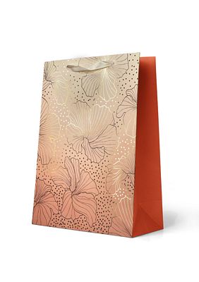 Gold Floral Outline on Peach