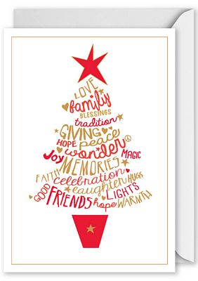 Foiled Christmas Tree Lettering