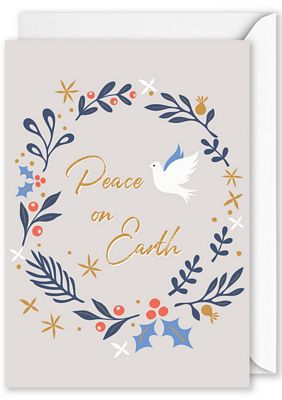 Foiled Peace on Earth Wreath and Dove