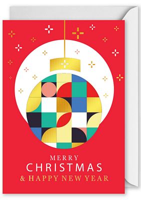 Foiled Merry Christmas & Happy New YearModern Baub