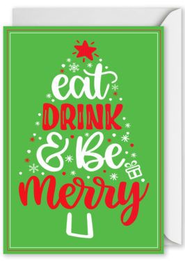 Foiled Christmas Card 8539 eat drink be merry