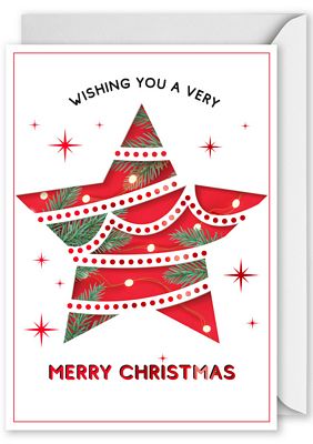 Foiled Christmas Card 8550 star cut out