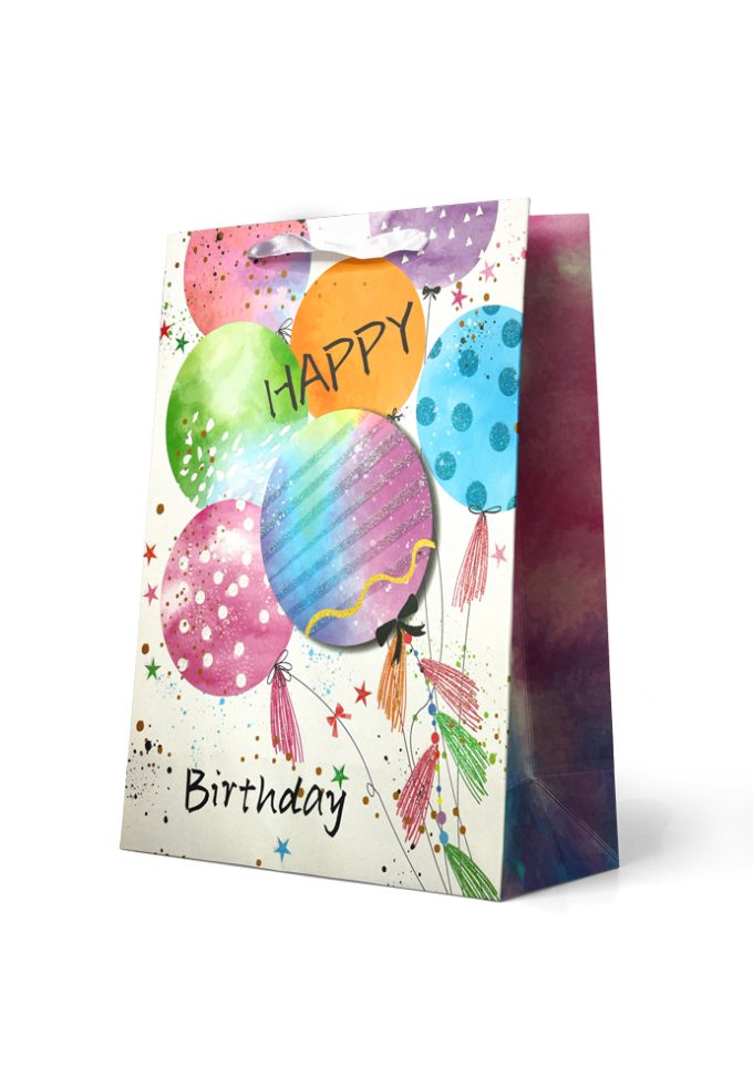 B1008L Gift Bag Large Colourful Balloons with Glitter