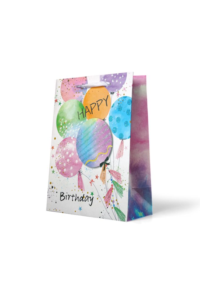 Gift Bag Medium Happy Birthday Multi Coloured Patt