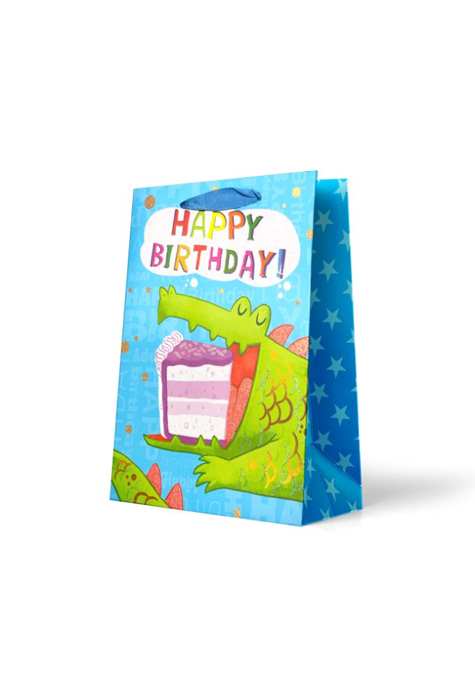 Gift Bag Medium Happy Birthday Crocodile Eating Ca