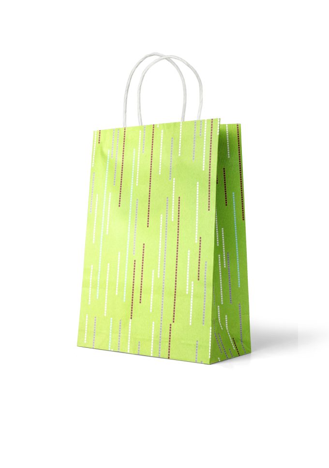 B244M Kraft Bag Small Green Pattern