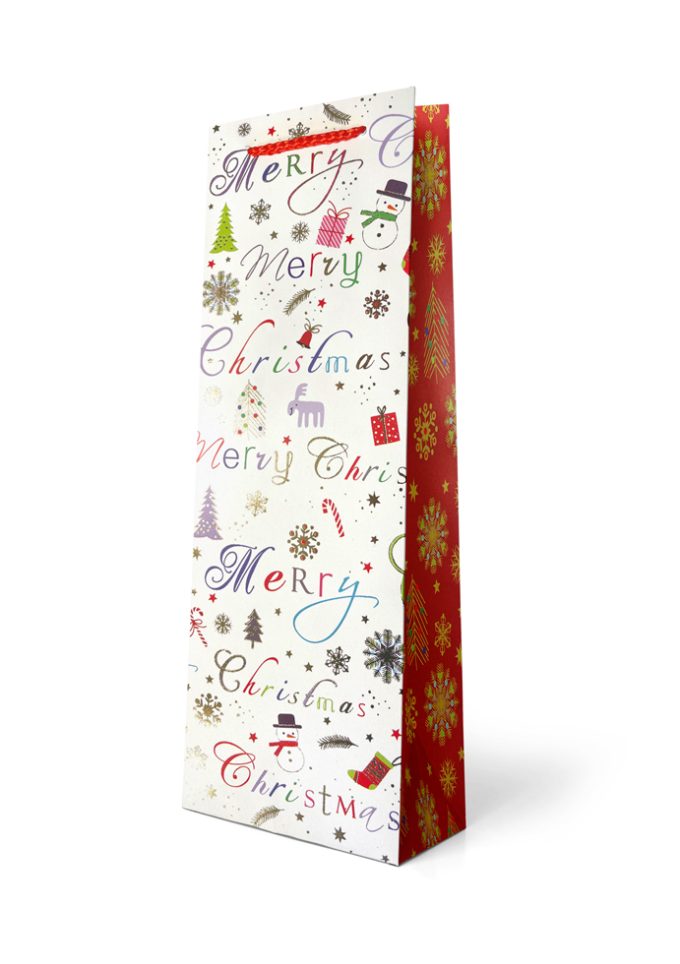 B252B Bottle Bag Merry Christmas Foiled Christmas Icons
