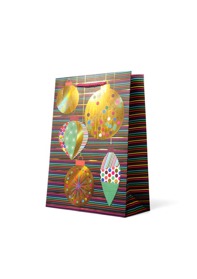 Gift Bag Medium Bright Christmas Baubles