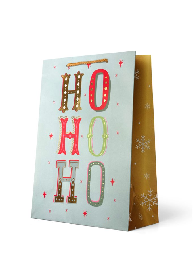 Gift Bag Large HO HO HO with Gold Foiling