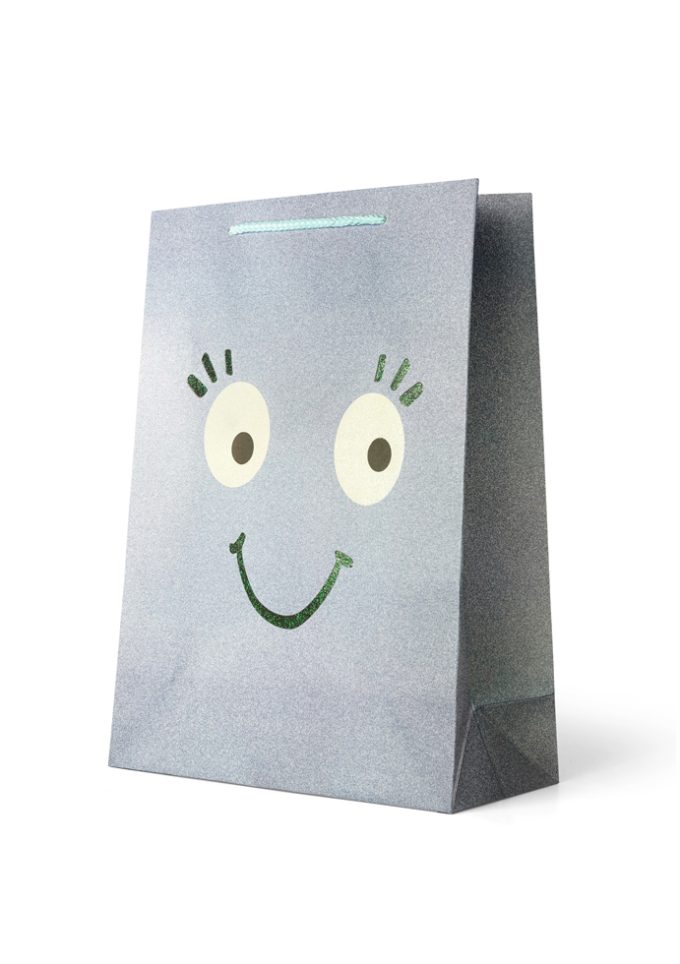 Gift Bag Large Smiley Face on Blue