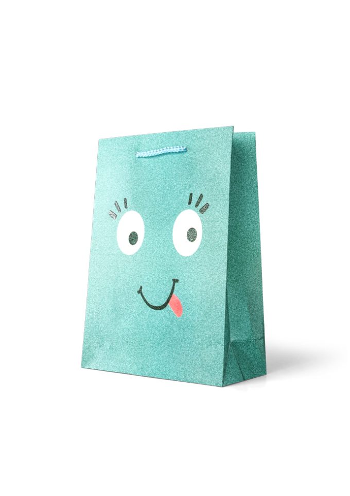 B441M Gift Bag Medium Smiley Face on Aqua