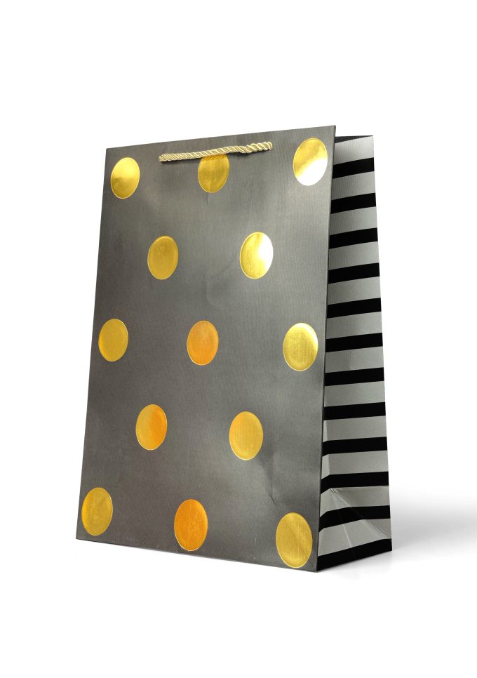 Gift Bag Large Gold Foiled Spots on Black