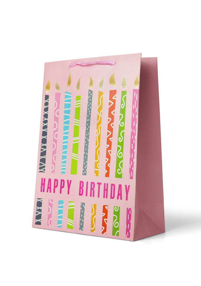 Gift Bag Large Happy Birthday Candles with Glitter