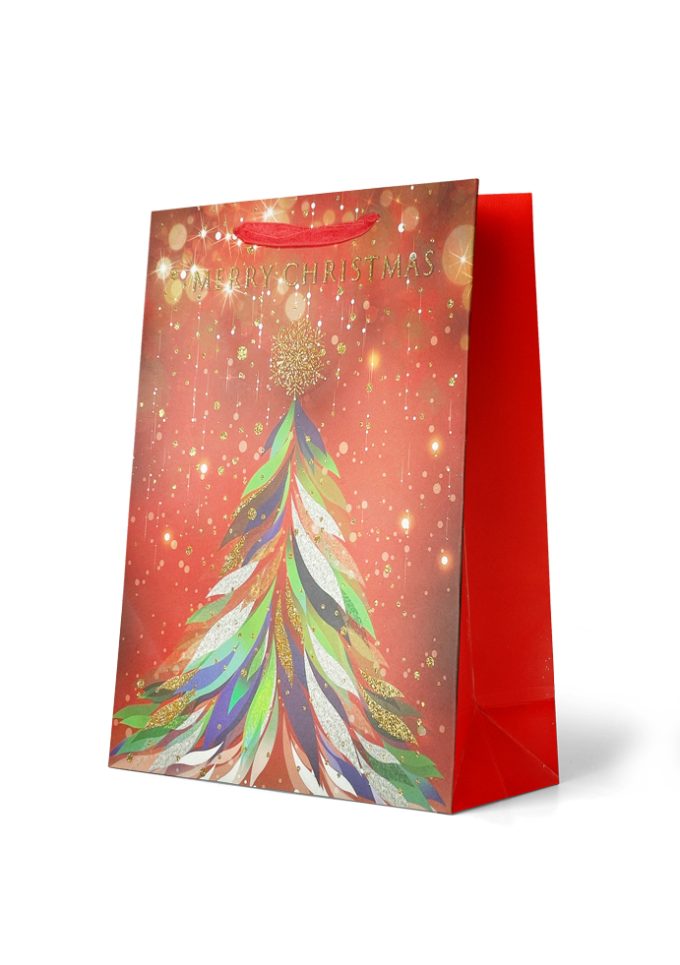 Gift Bag Large Merry Christmas Colourful Tree