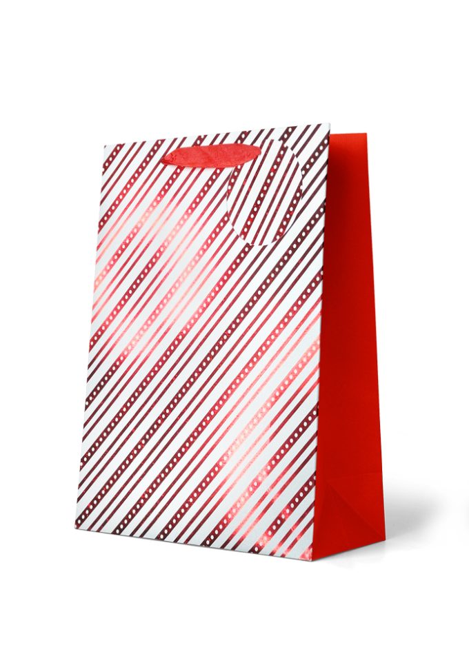 Gift Bag Large Foiled Red Pattern