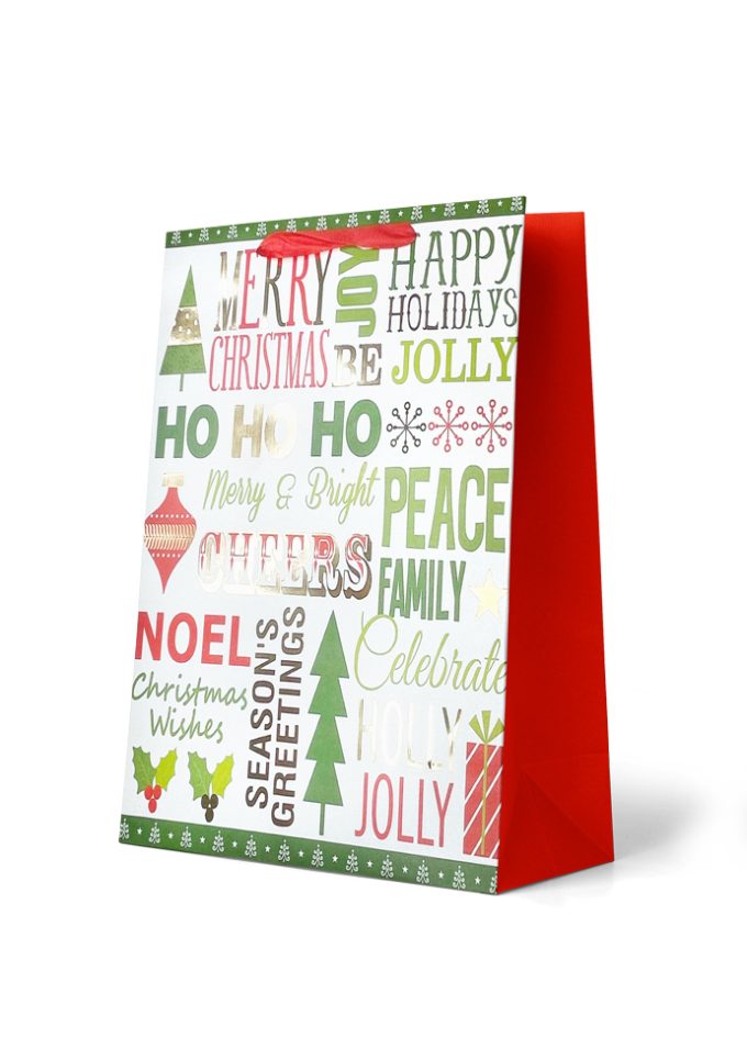 B610LX Gift Bag Large Christmas Lettering in Green