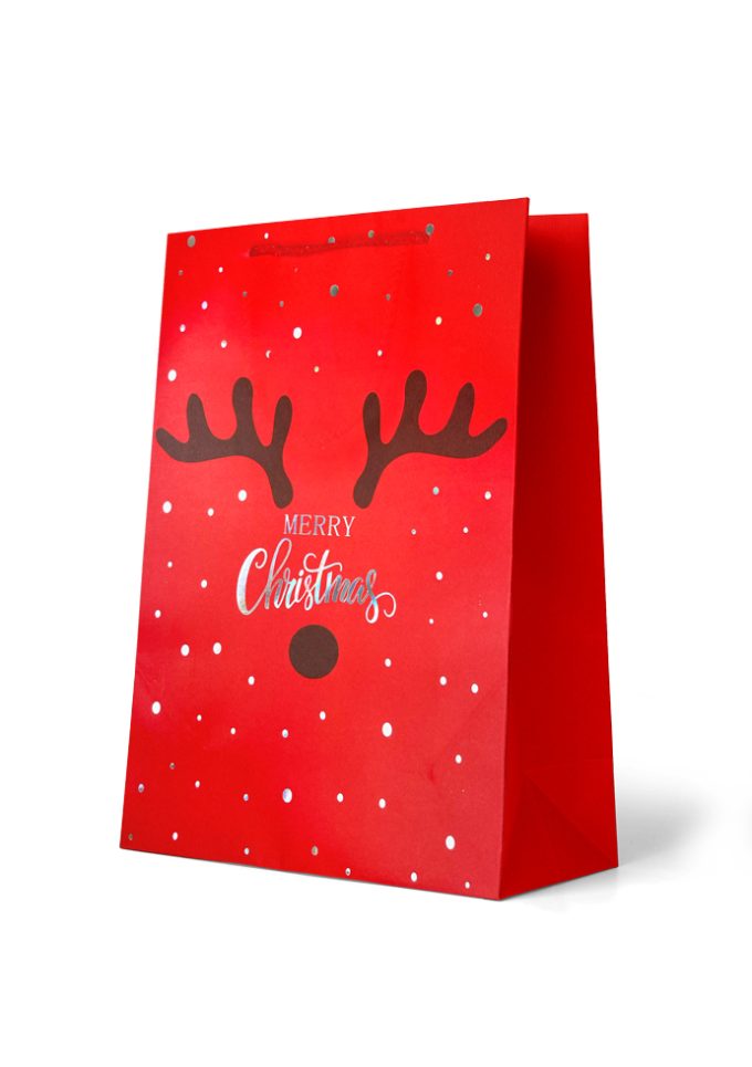 Gift Bag Large Merry Christmas Reindeer Face