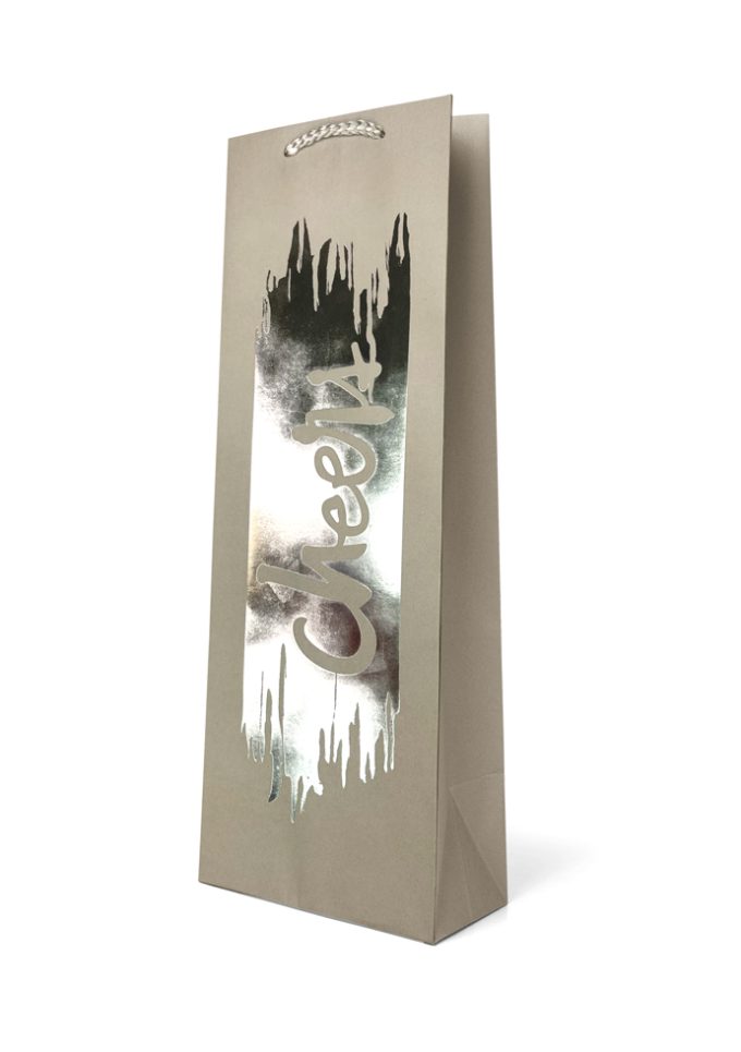 B663BX Bottle Bag Foiled Silver Cheers