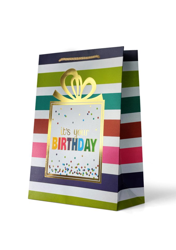 Gift Bag Large Foiled Gold It's your Birthday on S