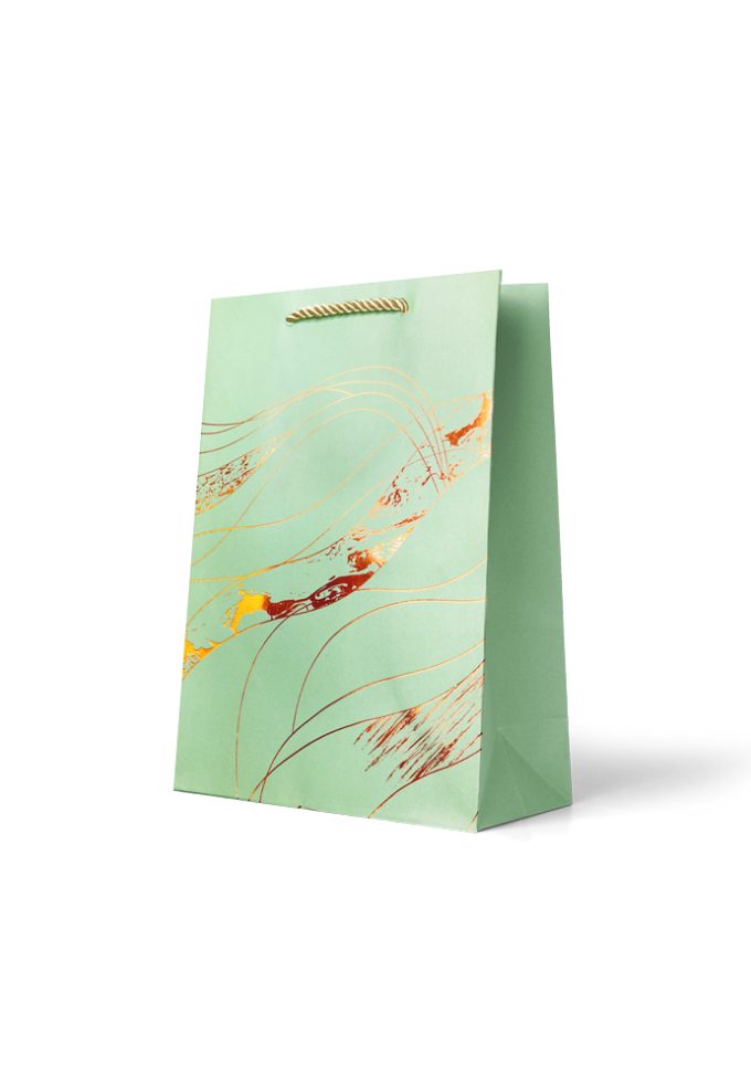 Gift Bag Medium Foiled Gold Flowing Art Lines on L