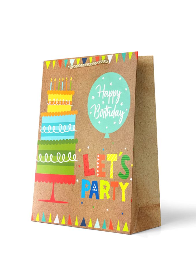 B810L Gift Bag Large Birthday Cake Happy Birthday Let's 
