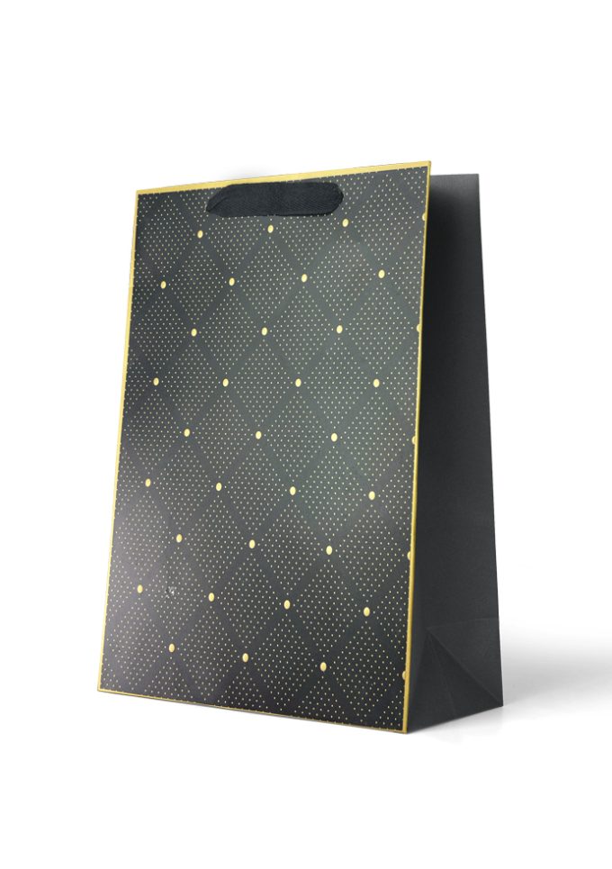 Gift Bag Large Foiled Gold Border and Gold Dots Di