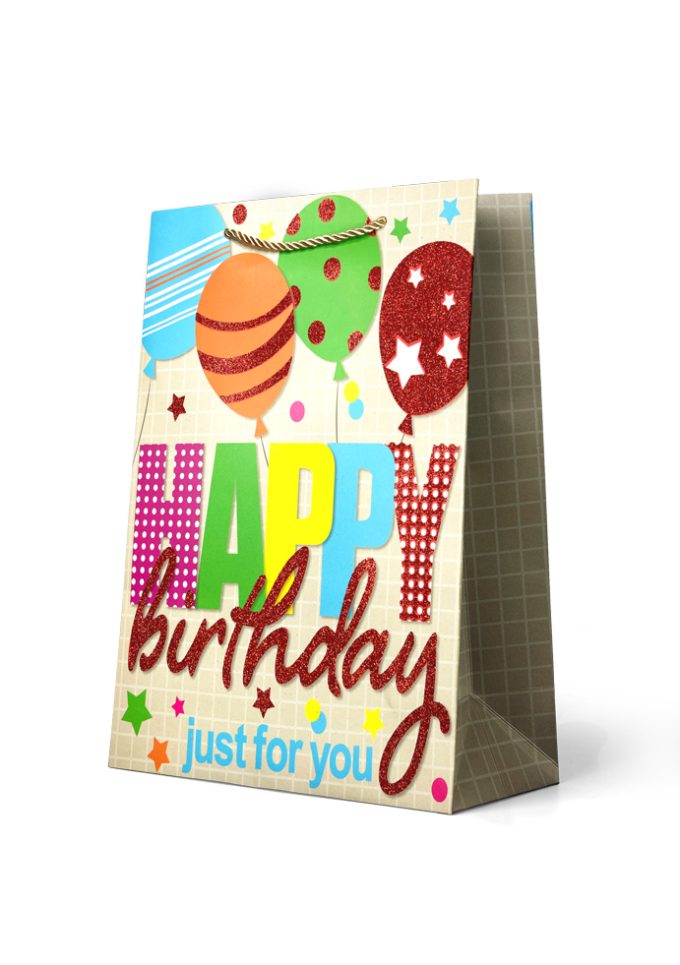 Gift Bag Large Happy Birthday for you with Glitter