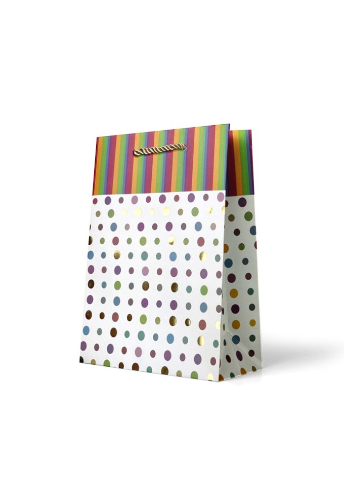 Gift Bag Medium Multi-Coloured Spots on White