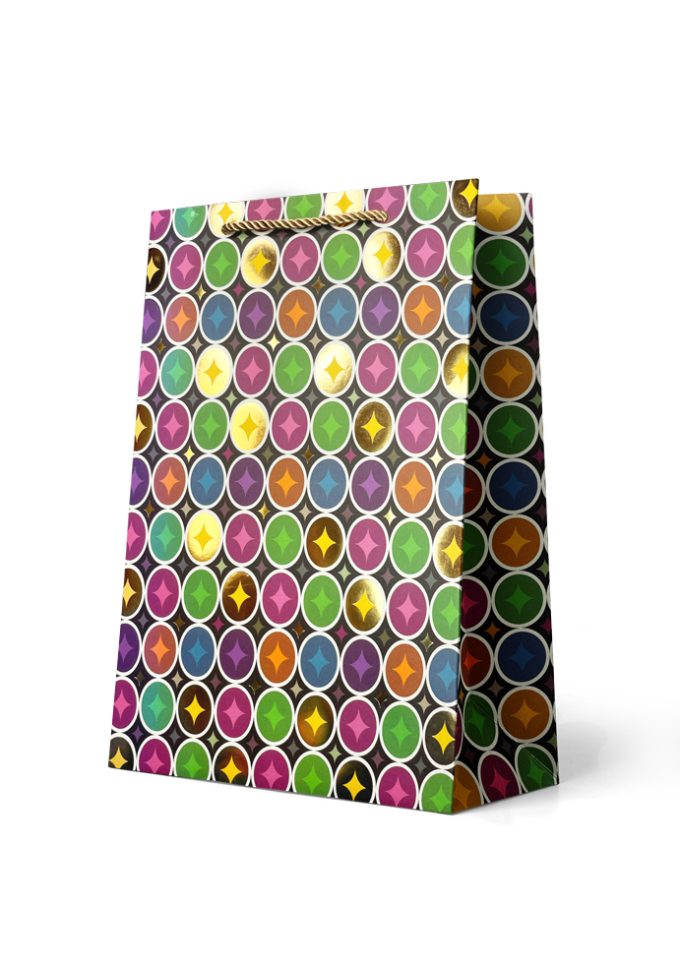 B963L Gift Bag Large Colourful Diamond Geometric pattern