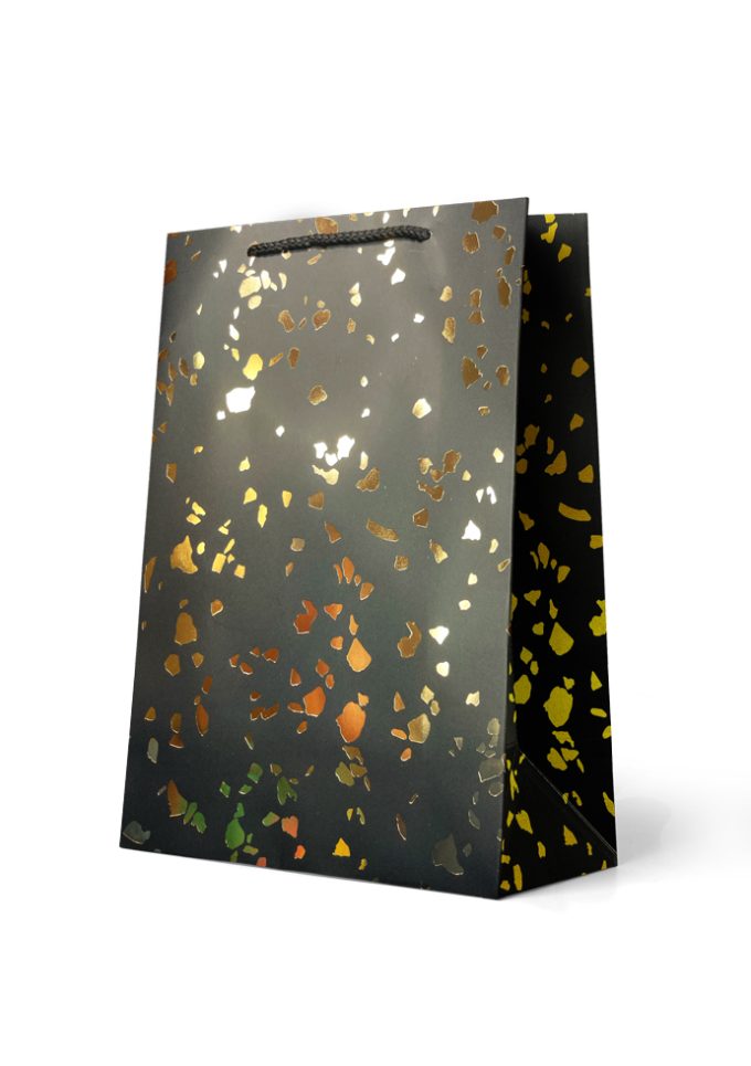 B974L Gift Bag Large Black with Foiled Gold Flecks