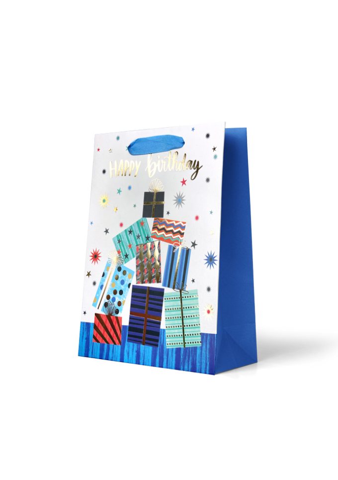 B1017M Gift Bag Medium Happy Birthday Present Stack
