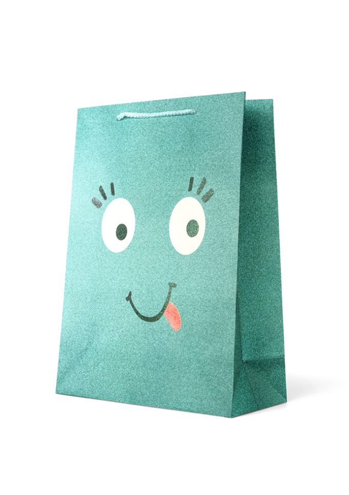 B441L Gift Bag Large Smiley Face on Aqua