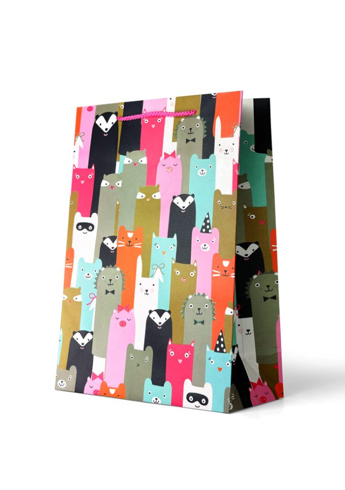 B721L Gift Bag Large Colourful Animals