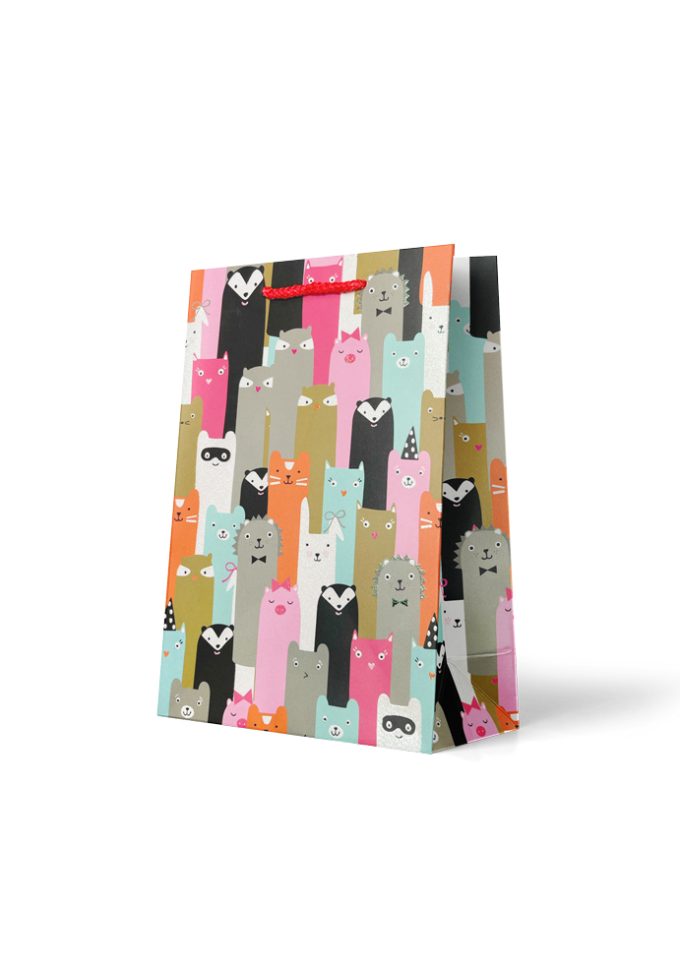 B721M Gift Bag Medium Multicoloured Layered Animals