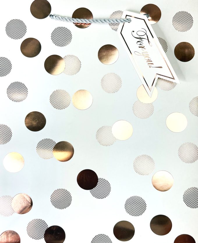 B805L Gift Bag Large Foiled Gold and Silver Polka Dots o