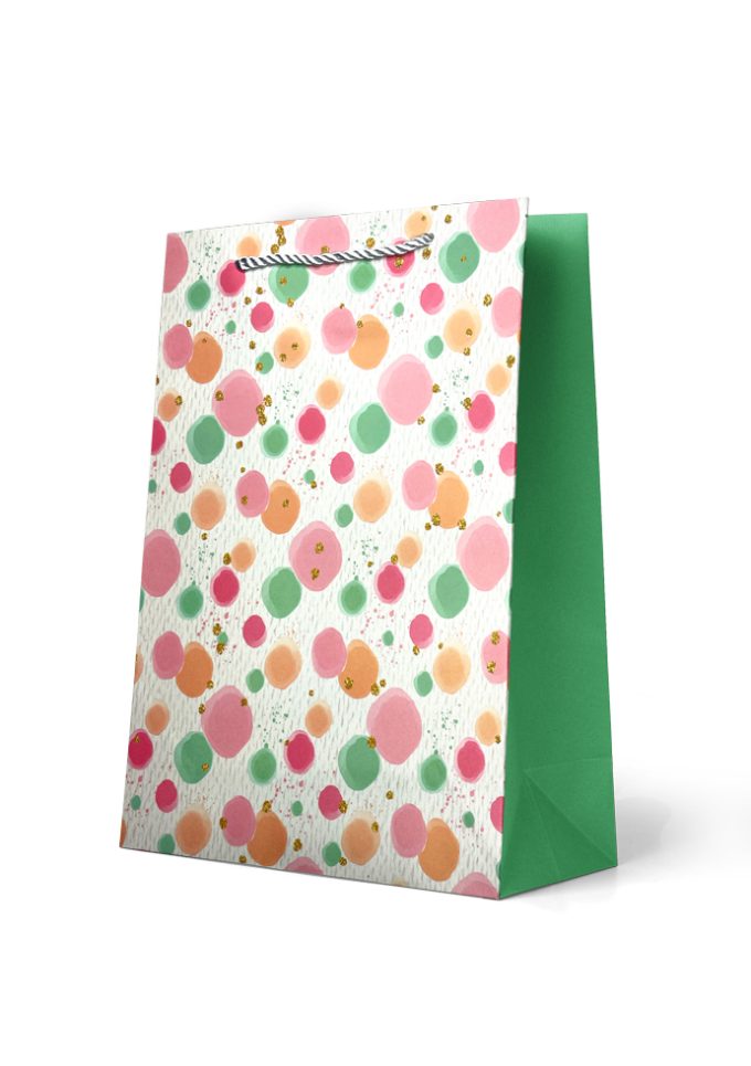 B935L Gift Bag Large  Pastel Coloured Bubbles with Glitt