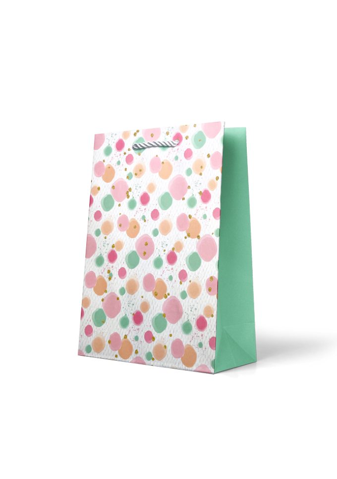 B935M Gift Bag Medium Pastel Spots with Glitter