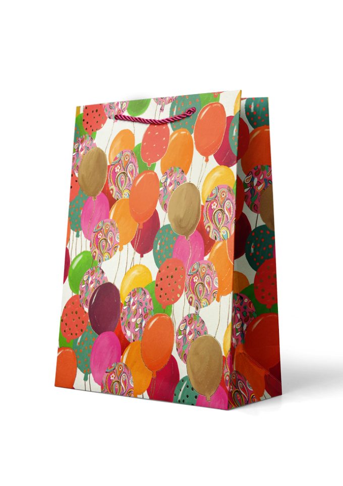 B938L Gift Bag Large Colourful Patterned Floating Balloo