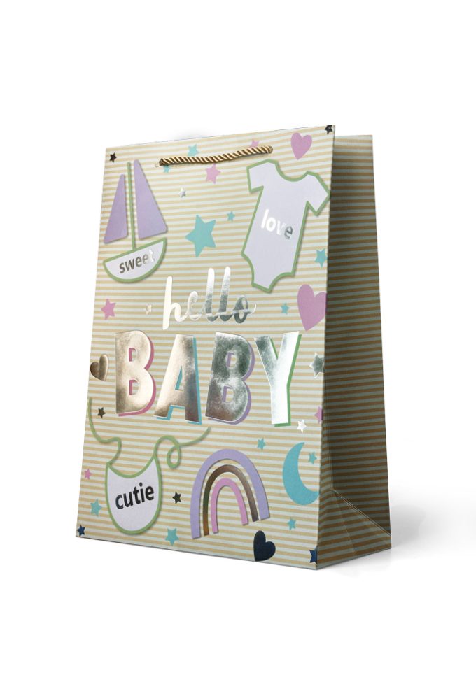 B965L Gift Bag Large Foiled Welcome Baby new baby items