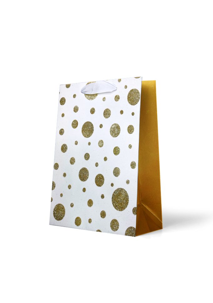 B990M Gift Bag Medium Gold Glitter Spots