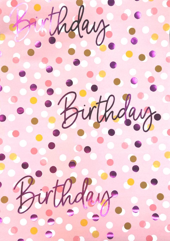 WIU014 Foiled Happy Birthday Dots on Pink