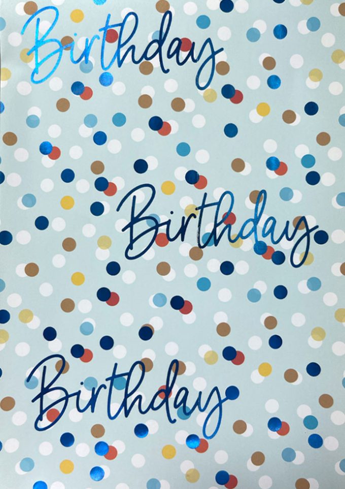 WIU015 Foiled Happy Birthday Dots on Blue