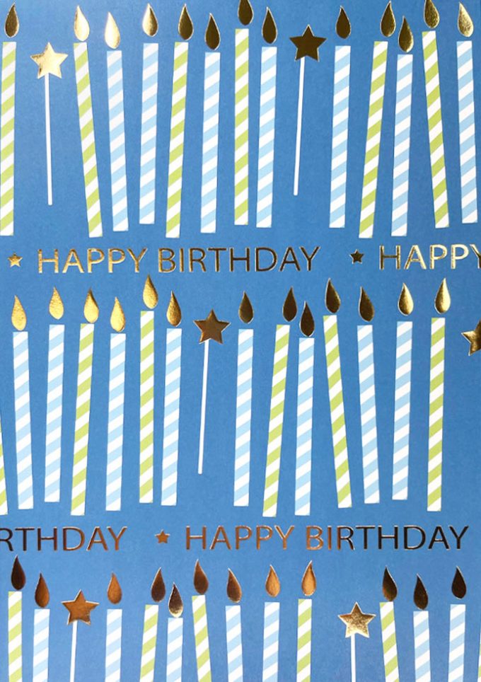 WIU021 Foiled Candles on Blue