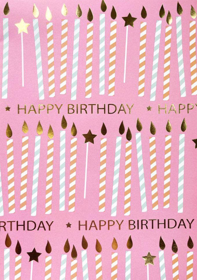 WIU022 Foiled Candles on Pink