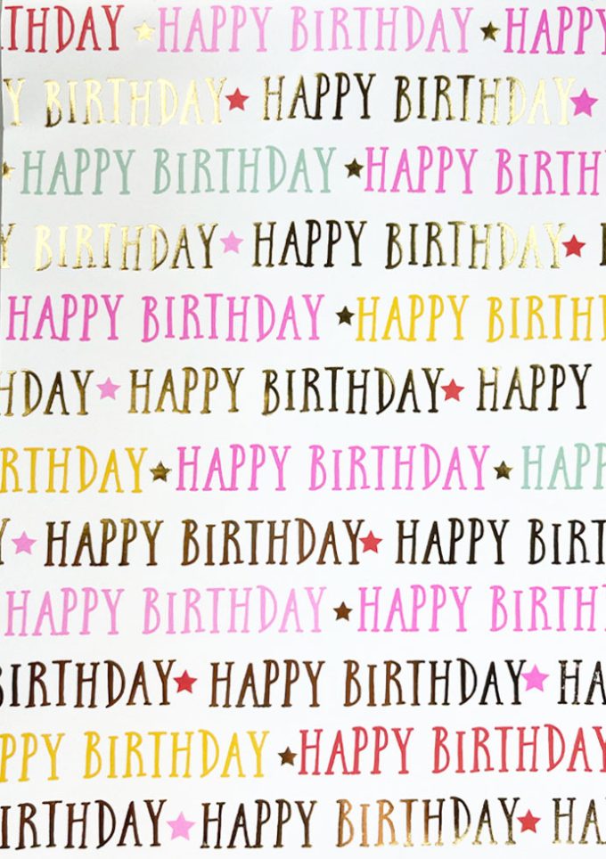 WIU028 Foiled Happy Birthday Gold & Pink Writing